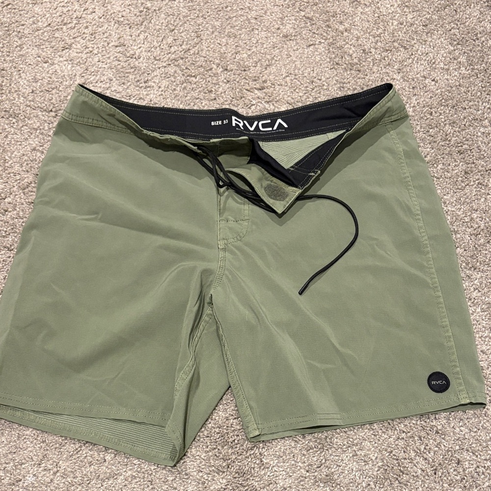 RVCA Men’s Olive Drawstring Swim Shorts
